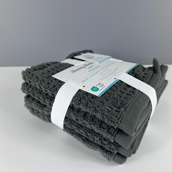 Tommy Bahama Home Northern Pacific - 4 Piece Washcloth Set Charcoal Grey NEW - Picture 3 of 4